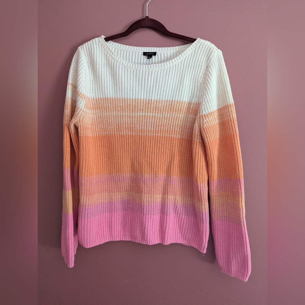 Talbots Pink and Orange Striped Sweater